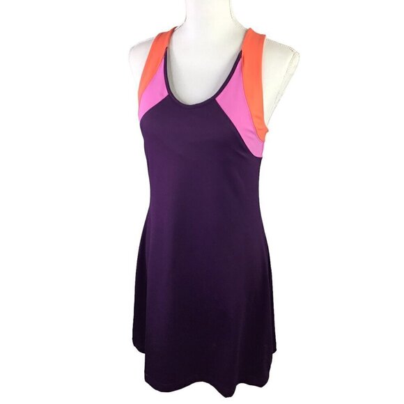 Title Nine Diamalete Athletic Dress Stretch Tennis Golf Size M Colorblock Purple - Picture 2 of 11